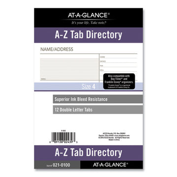 AT-A-GLANCE® Day Runner® Telephone-address 1-12-cut A-z Tab Refill For Planners-organizers, 8.5 X 5.5, White Sheets, Undated freeshipping - TVN Wholesale